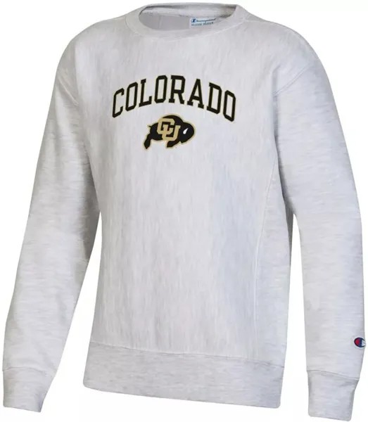 Серый пуловер с круглым вырезом с обратной тканью Champion Youth Colorado Buffaloes