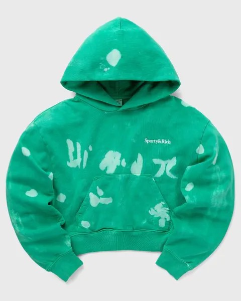 Худи Sporty & Rich Serif Logo Embroidered Tie Dye Cropped Hoodie, цвет tahiti/white