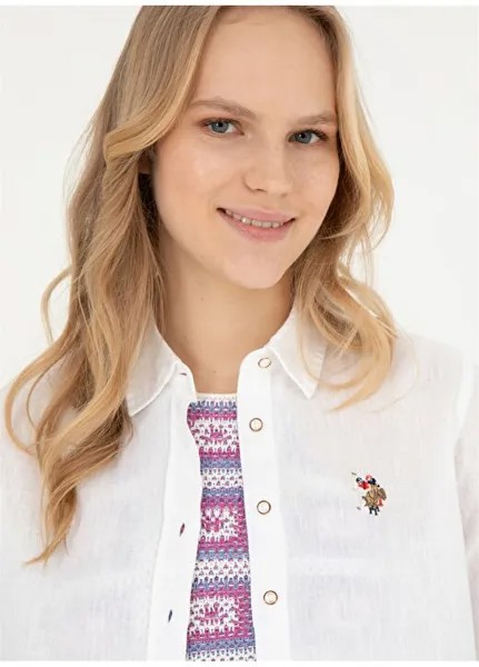 Белая женская льняная рубашка ELMY024Y U.S. Polo Assn., белый