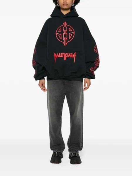 Balenciaga худи с графичным принтом, синий