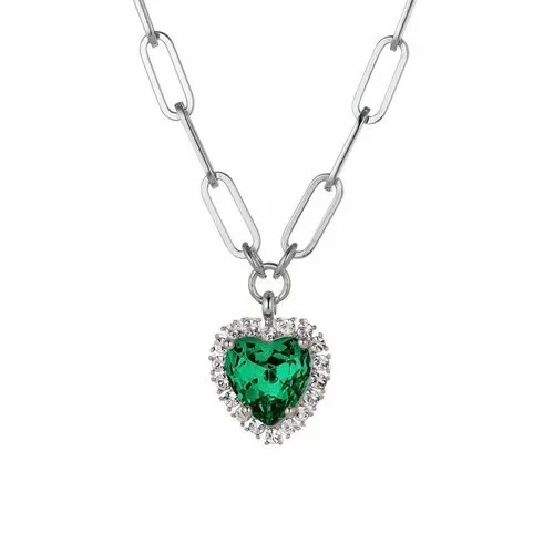 Колье DYRBERG/KERN, кристаллы Swarovski, серый, зеленый