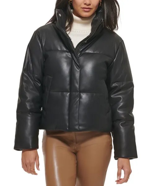 Женская короткая куртка-пуховик из искусственной кожи Levi's, черный