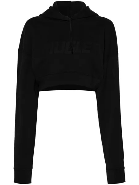 Mugler укороченное худи с логотипом, черный