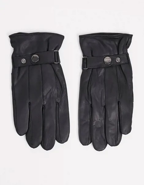 Черные кожаные перчатки для сенсорных гаджетов Barney's Original-Черный