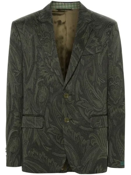 ETRO жаккардовый пиджак с узором пейсли, зеленый