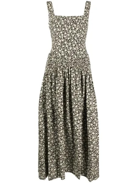 Tory Burch floral-print flared dress, нейтральный цвет