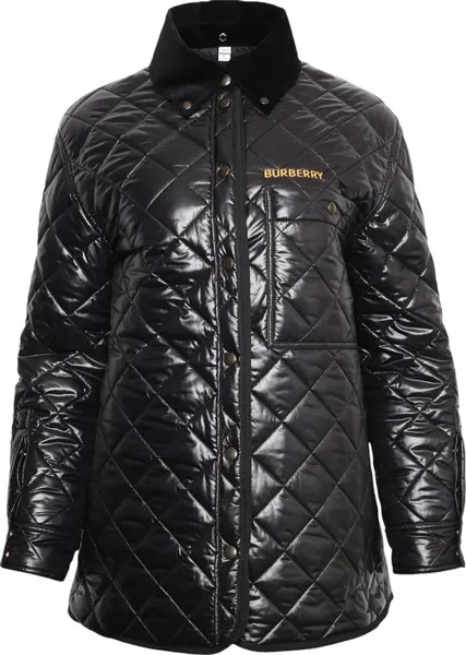 Куртка Burberry Corduroy Collar Diamond Quilted Jacket Black, черный