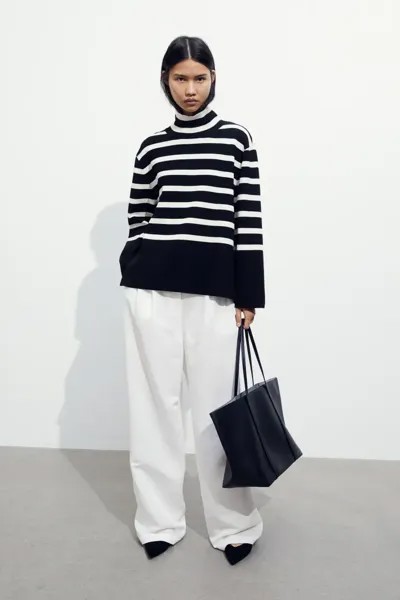 Свитер с низким воротником-поло H&M, черный