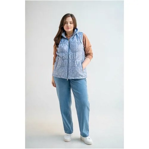 Жилет  Modress, капюшон, карманы, размер 54, серый