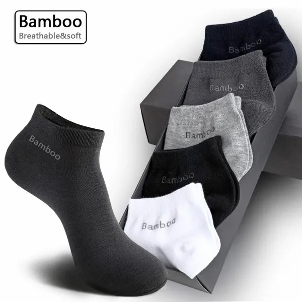 5 пар высокое качество мужчины бамбуковое волокно носки мужчин дышащие компрессионные короткие носки бизнес повседневная лодыжка носок большого размера 38-45