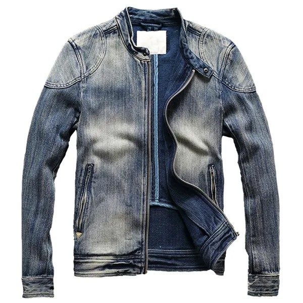 2019 Европейская стильная Автомобильная джинсовая куртка, пальто для мужчин, винтажная старая модная повседневная Байкерская Мужская джинсо...