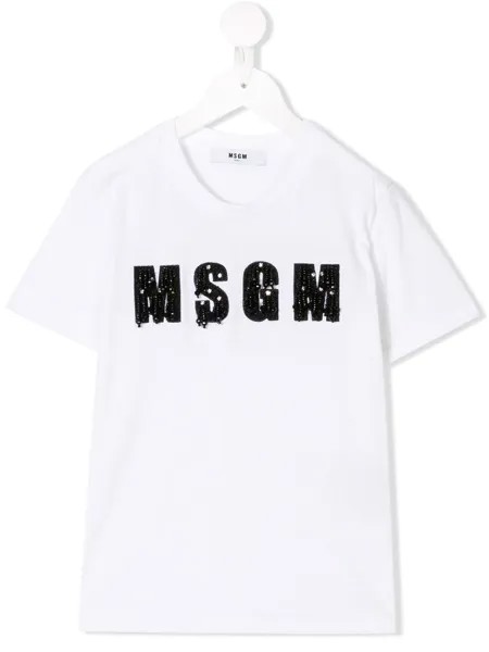 Msgm Kids футболка с декорированным логотипом