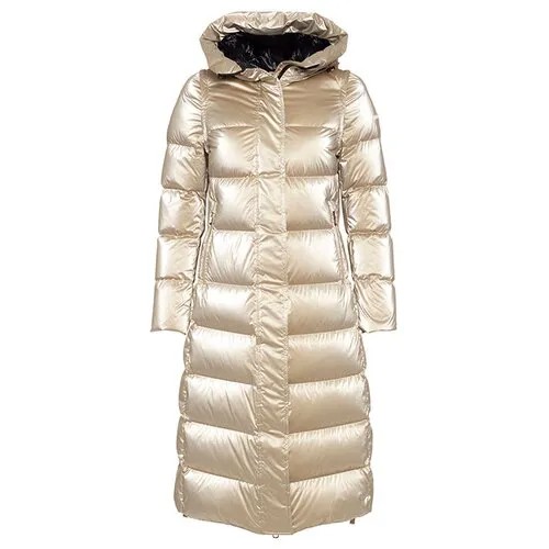 Куртка  DUNO, демисезон/зима, средней длины, утепленная, карманы, капюшон, размер 44, бежевый