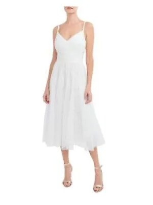 AQUA Женское плиссированное вечернее платье миди с V-образным вырезом и V-образным вырезом + расклешенное платье