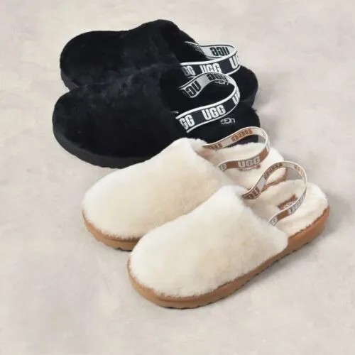 UGG Fluff Yeah Clog Slide Natural 1123633K Большой детский размер 4–6 подходит для женщин 5–8 лет