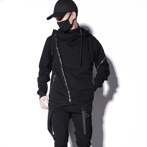 Мужская Новая нестандартная куртка в стиле хип-хоп, Корейская версия, индивидуальная ветровка, Клубная Кепка, Свободное пальто, средней и дл...