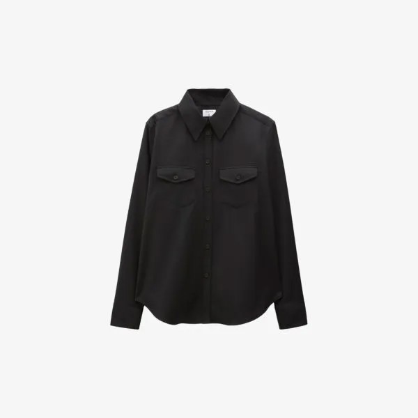 Рубашка из эластичной ткани с накладными карманами Filippa K, черный