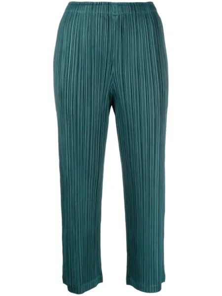 Укороченные плиссированные брюки Pleats Please Issey Miyake, зеленый