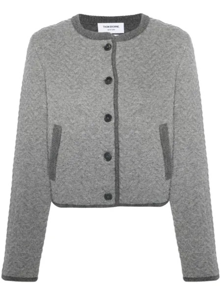 Thom Browne кардиган с узором в елочку, серый