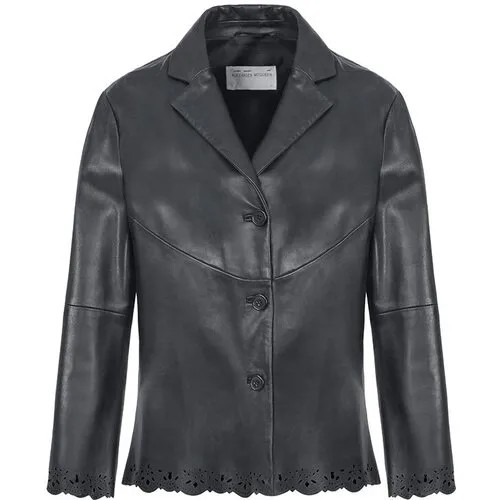 Кожаная куртка  Alexander McQueen, средней длины, силуэт прямой, размер 46, черный