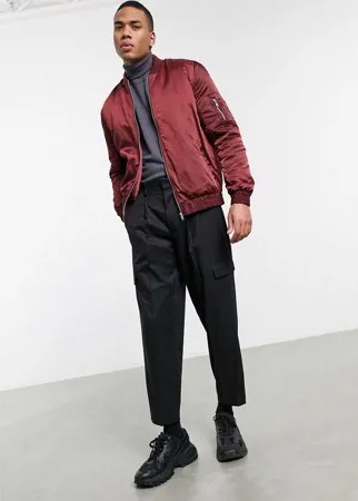 Бордовый утепленный бомбер ASOS DESIGN MA1-Красный