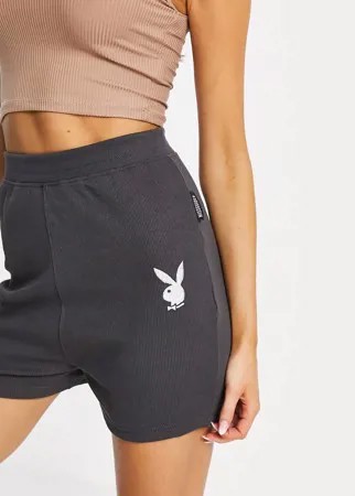 Черные облегающие шорты с логотипом в виде головы кролика Missguided Playboy-Черный цвет