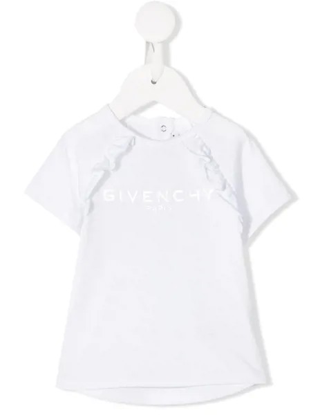 Givenchy Kids футболка с оборками и логотипом