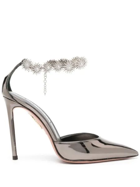 Aquazzura туфли Comet 105 с кристаллами, серебристый