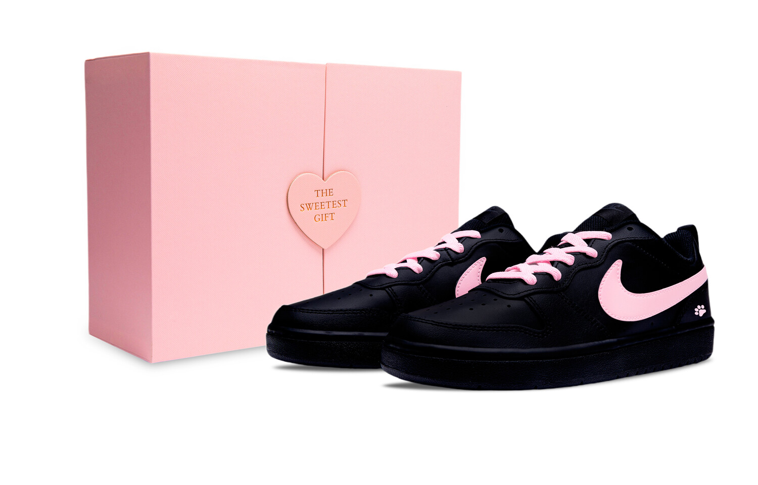 Кроссовки Nike Court Borough Skateboarding Shoes Women's Low-top Black/pink, черный/розовый