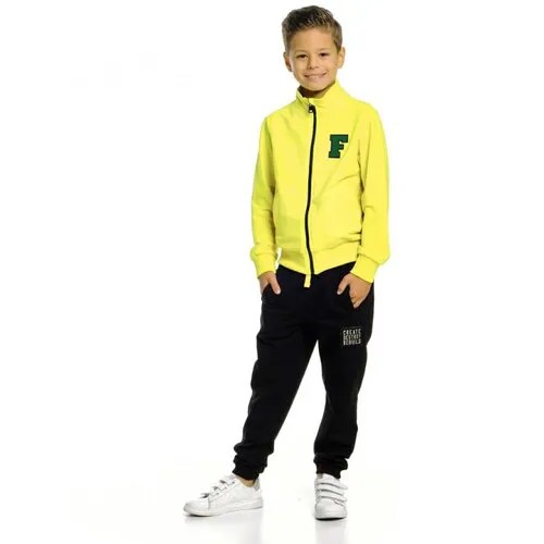 Костюм Mini Maxi для мальчиков, толстовка и брюки, размер 128, желтый, зеленый