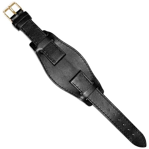 Ремешок 1802-02-1-1 НАП Classic Черный кожаный ремень напульсник 18 мм для часов наручных командирские из кожи натуральной мужской