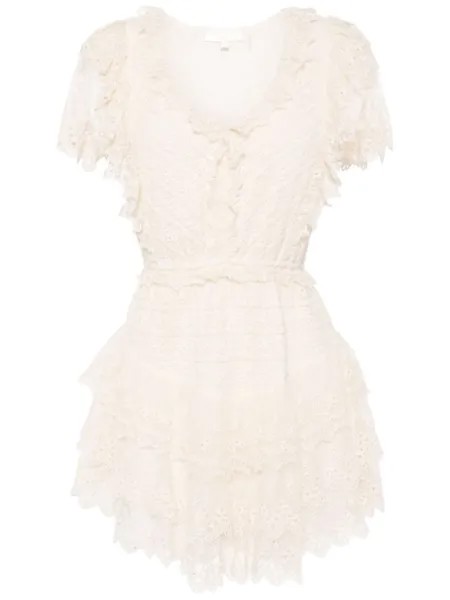 Платье мини Cerilo с вышивкой LoveShackFancy, бежевый