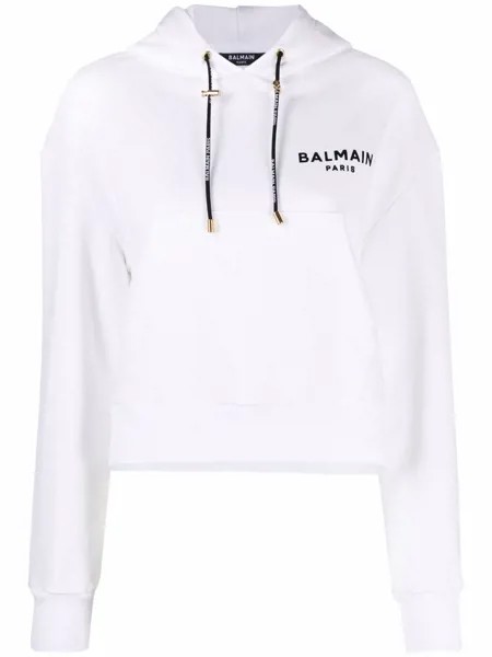 Balmain укороченное худи с логотипом