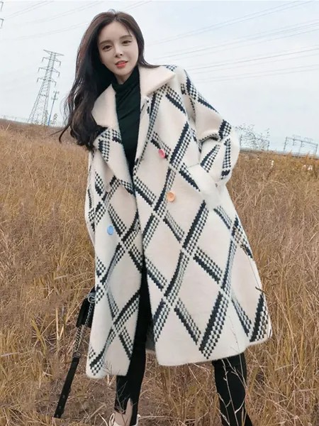 Женская зимняя одежда, осень 2022, корейский свитер, пальто, средней длины, свободный утепленный вязаный кардиган, пальто, куртки, ветровка