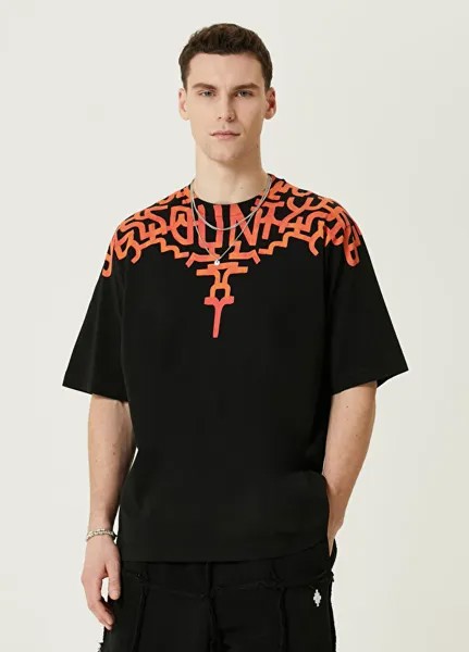 Оранжевая футболка с принтом Marcelo Burlon, черный