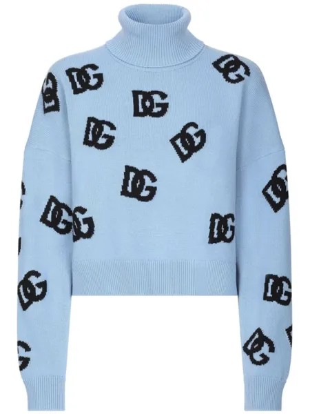 Dolce & Gabbana свитер с вышитым логотипом, синий