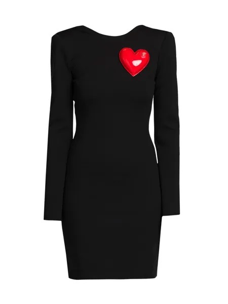 Платье из джерси с длинными рукавами и сердцем Moschino, черный