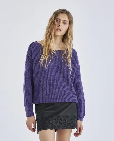 Женский свитер с вырезом «лодочка» фиолетового цвета IKKS, фиолетовый