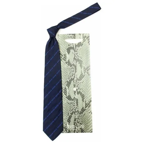 Стильный синий галстук с оригинальным узором Roberto Cavalli 824207