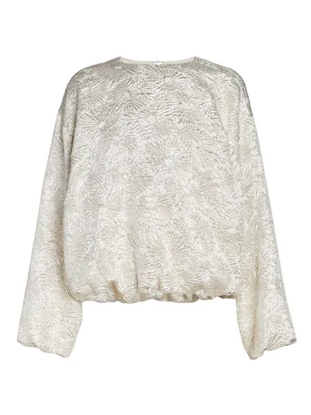 Шелковая жаккардовая блуза Capo с цветочным принтом Dries Van Noten, серебряный