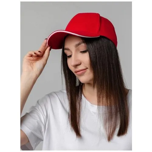 Бейсболка женская мужская унисекс кепка летняя Unit Generic, красная с белым кантом