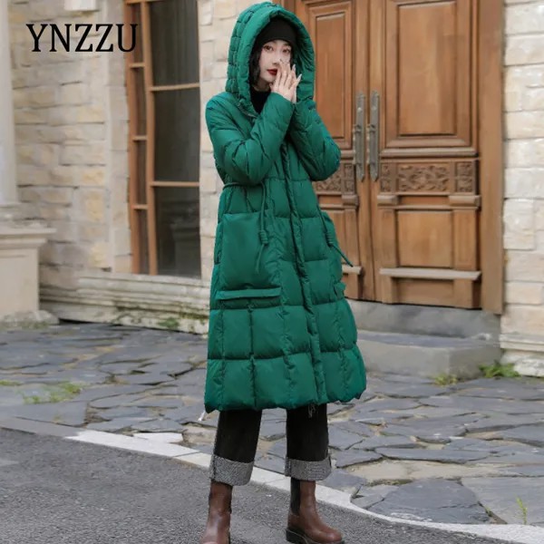 Винтажное Женское зимнее пальто с капюшоном, новейшая теплая длинная пуховая куртка с капюшоном, пушистая зеленая, черная, розовая Дамская куртка YNZZU 1O411