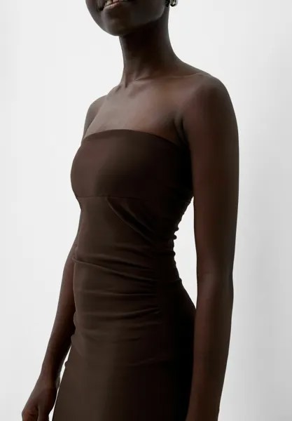 Платье-футляр BANDEAU MIDI Bershka, темно-коричневый