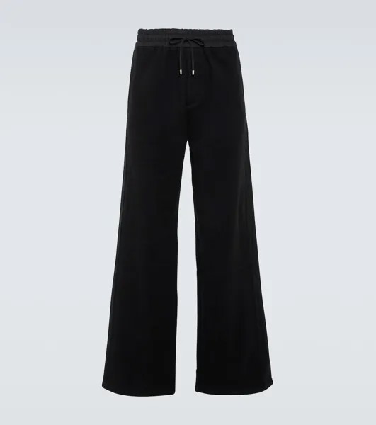 Бархатные широкие брюки Saint Laurent, черный