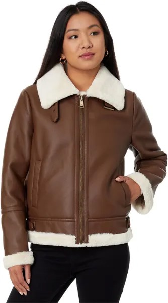 Куртка LAUREN Ralph Lauren Faux Shearling with Notch Collar, цвет Dark Cuoio