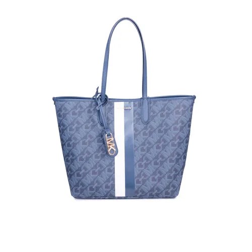 Сумка тоут MICHAEL KORS, фактура рельефная, синий, черный