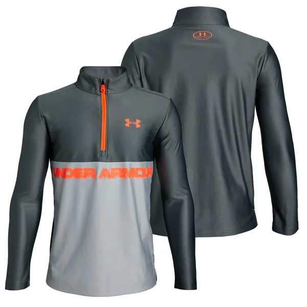 Рубашка для мальчиков Under Armour Tech, пуловер на молнии 1/2, свободный крой, серый топ, НОВИНКА
