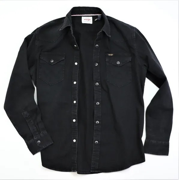 Мужская джинсовая рубашка Wrangler Western Snap Front Black SML XL XXL Regular Fit New