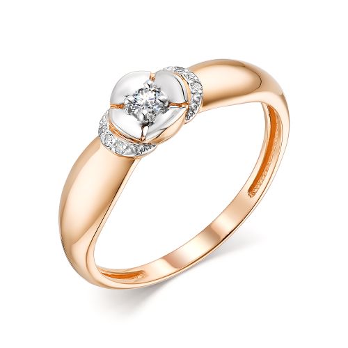 Кольцо женское АЛЬКОР 13711-100 из золота, бриллиант, р. 17.5