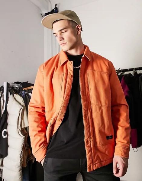 Утепленная спортивная куртка с контрастными строчками оранжевого цвета Topman-Оранжевый цвет